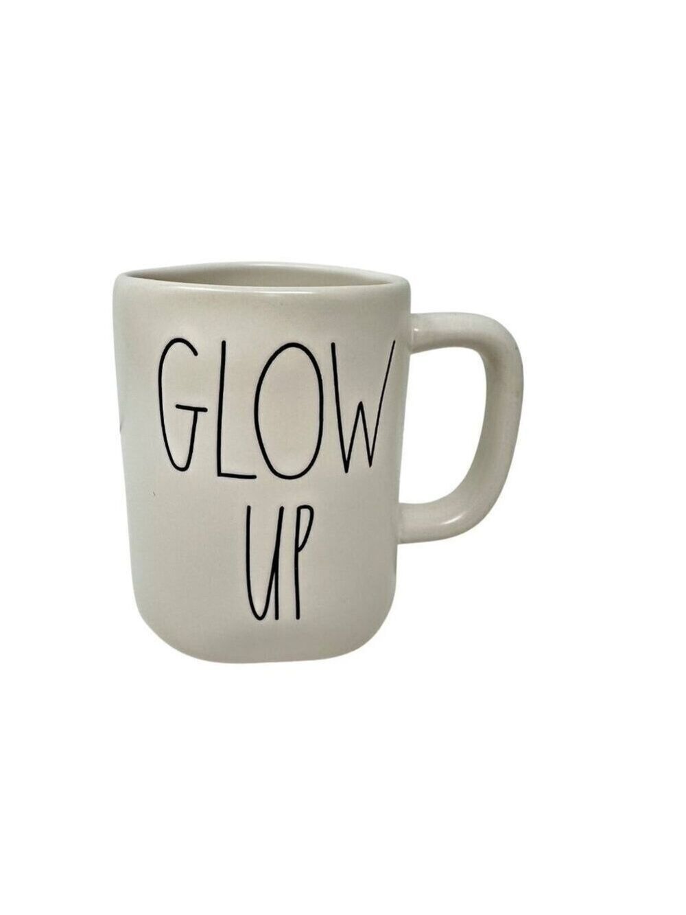 Rae Dunn Glow Up Mug Large Ceramic Coffee Tea Cup 16 oz White Gift Kitchen